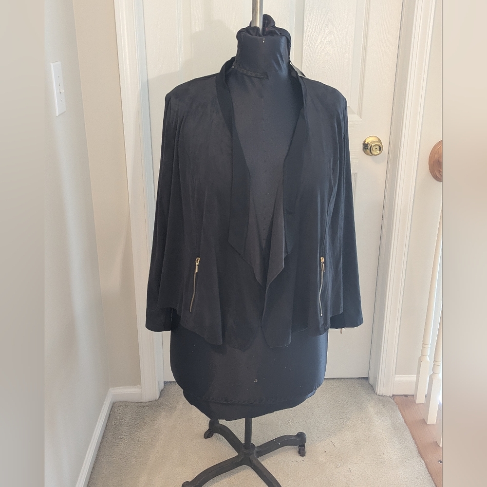 INC black faux suede moto style jacket